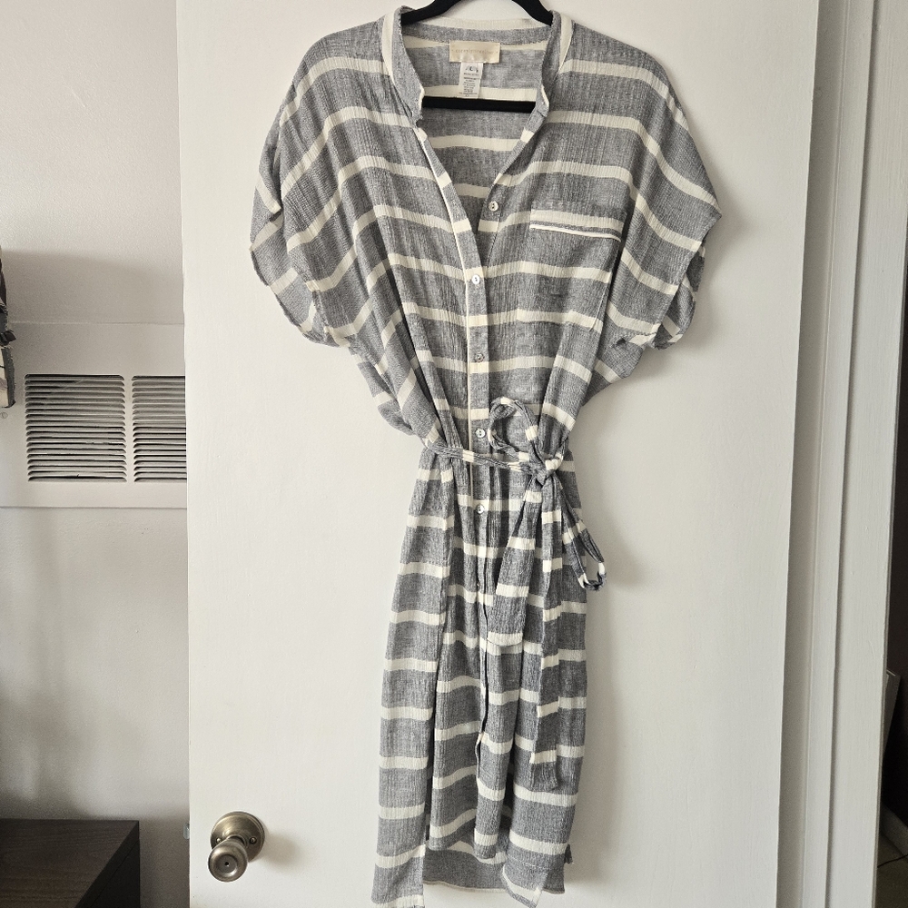 Corey Lynn Calter x Anthropologie Grey & White Striped Dress